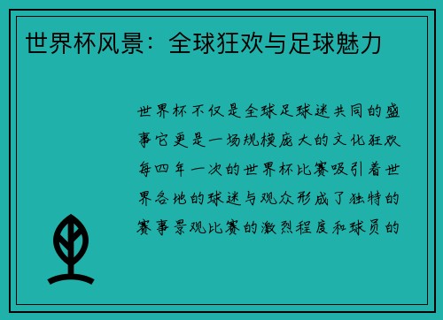 世界杯风景：全球狂欢与足球魅力